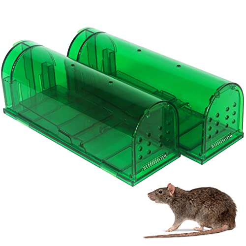 Large Humane Mouse Traps Reusable Rat Traps for Indoor/Outdoor - Safe for Kids/Pets and NO Kill for Small Rodent, Voles, Hamsters, Moles That Works Catch and Release - 2 Pack