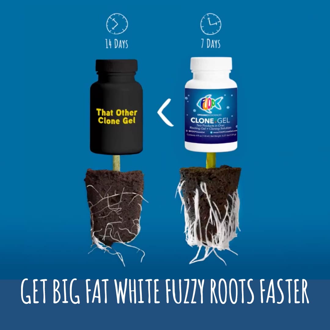 FOOP Clone Gel - Two Products in One: Rooting Gel + Cloning Solution - Get Big Fat White Fuzzy Roots Faster and Make Cloning Simple | Works Great in All Cloning Media (4oz)