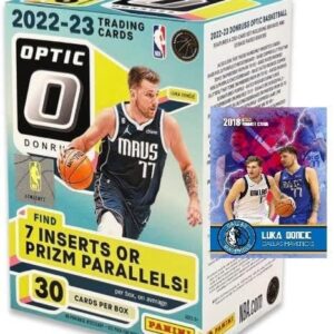 New 2022-23 Panini DONRUSS OPTIC Factory Sealed Basketball Box w/30 Cards (7 Inserts or Prizms Per Box) - Chance for Rated Rookie Autographs Purple Parallels! - Includes Novelty Luka Doncic Card Pictured