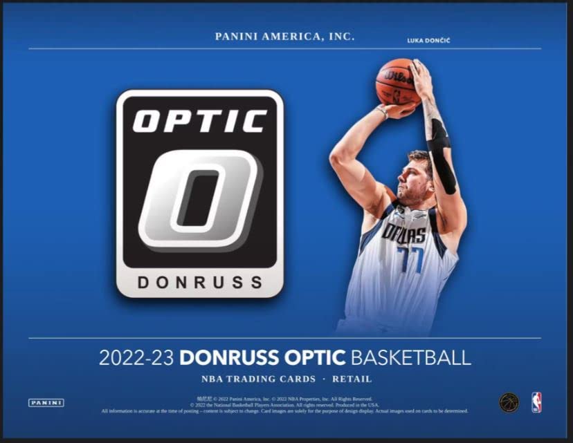 New 2022-23 Panini DONRUSS OPTIC Factory Sealed Basketball Box w/30 Cards (7 Inserts or Prizms Per Box) - Chance for Rated Rookie Autographs Purple Parallels! - Includes Novelty Luka Doncic Card Pictured