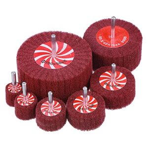 14 Pack Rocaris Buffing Flap Wheels - 7 Size Flap Disk - 1/4 Inch Shanks Fit All Drills - 80 Grits