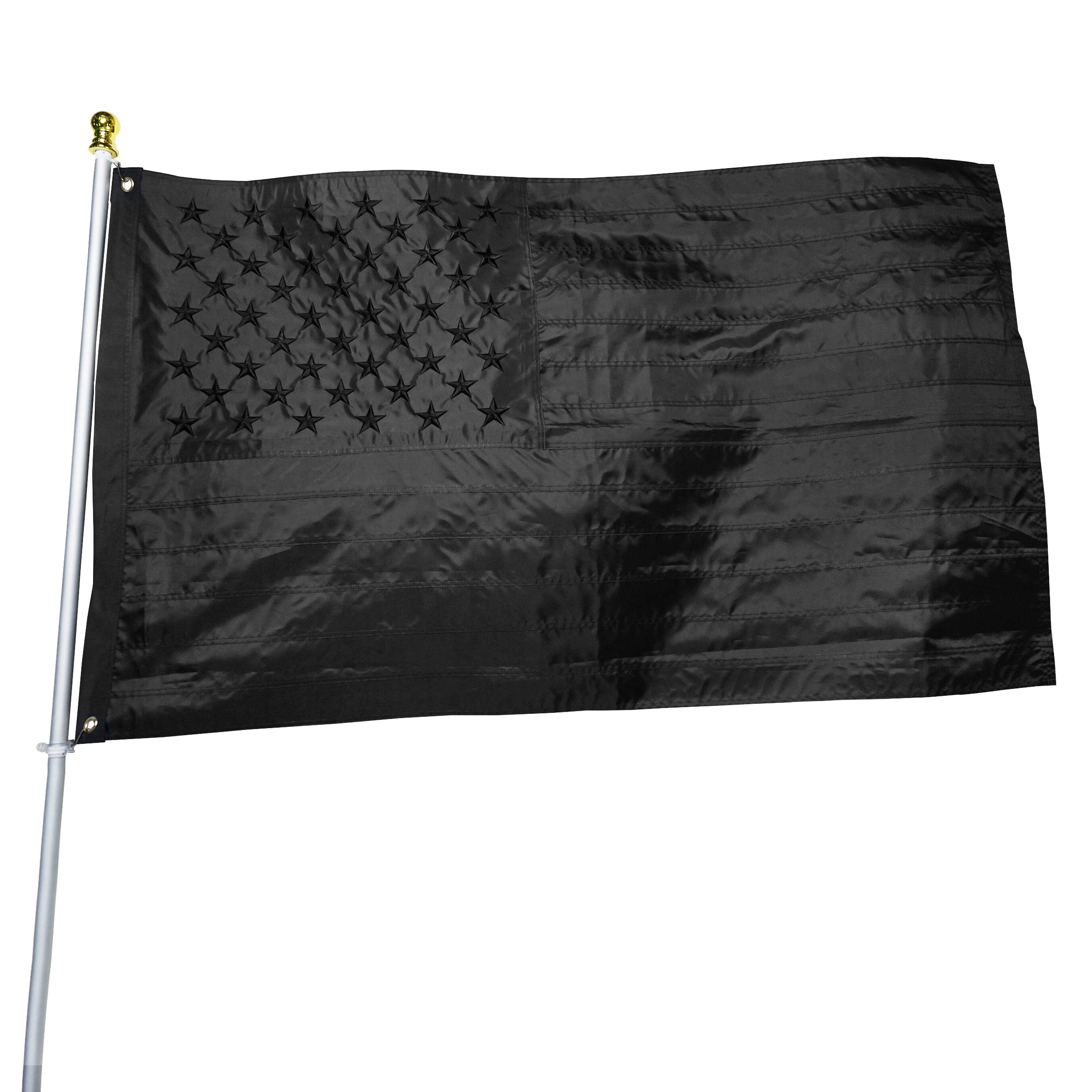 Black American Flag 3x5 ft: Heavy Duty US Flag Made from Nylon - Embroidered Stars - Sewn Stripes - UV Protection Perfect for Outdoors! (Not Include Pole)