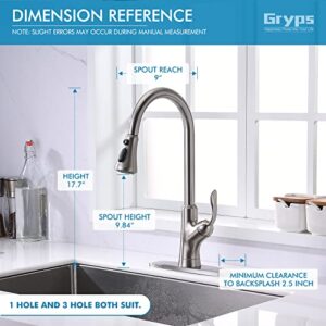 Pull Down Kitchen Sink Faucet, Single Handle High Arc Pull Out Kitchen Faucet with Sprayer, Commercial Modern rv Gooseneck Sink Faucet, Grifos De Cocina (Brushed Nickel Silver)