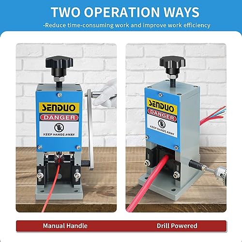 SENDUO Manual Wire Stripping Machine Speed 50FT/MIN Wire Stripper Machine Wire Gauge Range 0.06-1inch Portable Copper Wire Peeler Machine for Scrap Copper Wire Cable Stripping