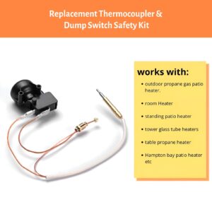 IDEASURE Patio Heater Replacement Parts for Outdoor Heaters, 13.8'' Long Thermocoupler & Dump Switch Safety Sensor for Propane Gas Heaters Room Heaters Garden Tower Heaters