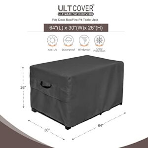 ULTCOVER Patio Deck Box Storage Bench Cover - Waterproof Outdoor Rectangular Fire Pit Table Covers 64 x 30 inch, Black
