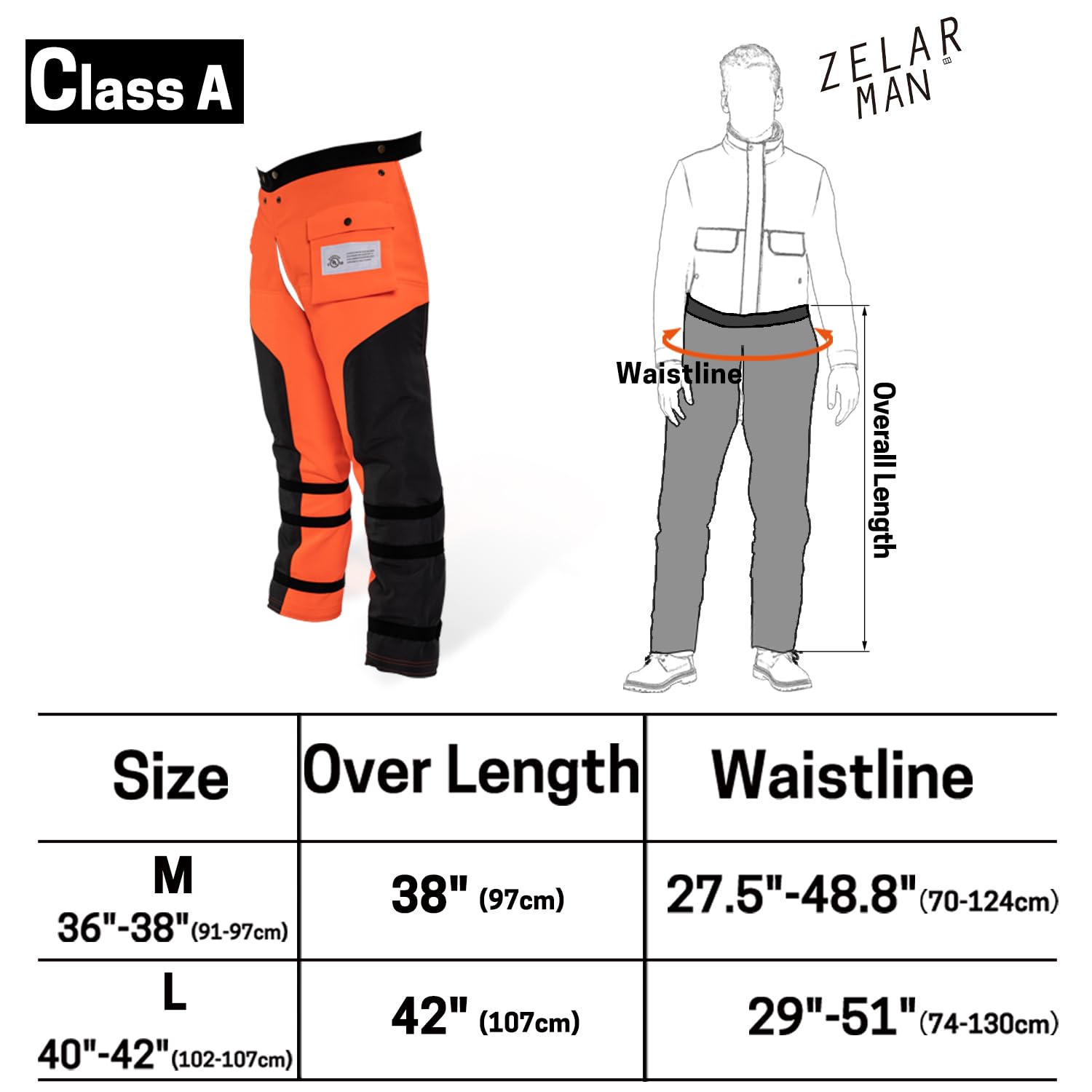 ZELARMAN Chainsaw Chaps 8-layer Protective Apron Wrap Adjustable Chainsaw Pants/Chap for Loggers Forest Workers Class A