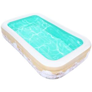 brace master inflatable swimming pool, blow up pool, 118" x 72" x 22" family kiddie pools, ages 3+, full-sized inflatable pool for kids, adults, outdoor, garden, backyard, green