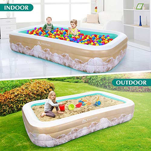 Brace Master Inflatable Swimming Pool, Blow Up Pool, 118" x 72" x 22" Family Kiddie Pools, Ages 3+, Full-Sized Inflatable Pool for Kids, Adults, Outdoor, Garden, Backyard, Green