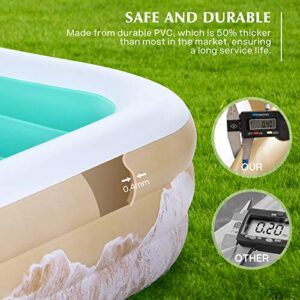 Brace Master Inflatable Swimming Pool, Blow Up Pool, 118" x 72" x 22" Family Kiddie Pools, Ages 3+, Full-Sized Inflatable Pool for Kids, Adults, Outdoor, Garden, Backyard, Green