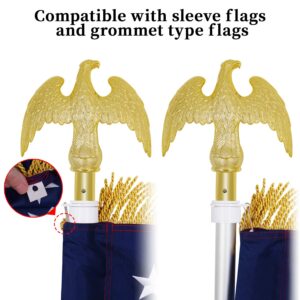 Jetlifee Indoor Flag Pole Kit - Telescoping 8 FT Flagpole with Eagle Topper, 3x5 FT American Flag Embroidered Stars Sewn Stripes, Flag Pole Holder Compatible with 0.9’’, 1.1’’ and 1.3’’ Dia Flagpole