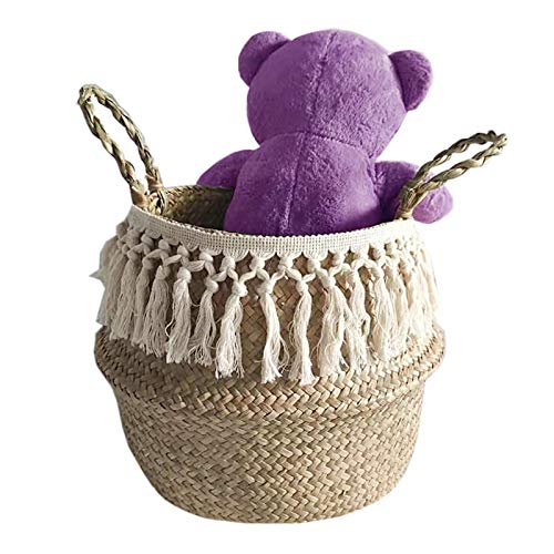 Flower Basket Flower Pot Nordic Long Tassel Faux Flowerpot Living Room Storage Container Bonsai Container with Drainage 1 XS