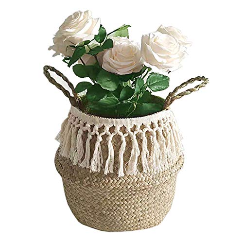 Flower Basket Flower Pot Nordic Long Tassel Faux Flowerpot Living Room Storage Container Bonsai Container with Drainage 1 XS