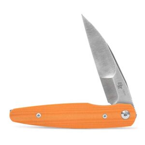 DROP + Brad Zinker Dogtooth Liner Lock Folding Pocket Knife, Orange g10 / Satin