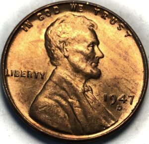 1947 d lincoln wheat cent bu ms red penny seller mint state
