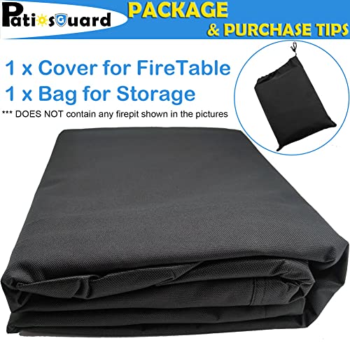 PatiosGuard Gas Fire Pit Table Cover Square 30 x 30 x 25 Inch - Waterproof 600D Heavy Duty Material, Windproof Designs, All Weather-Proof Protection for Patio Propane Firepits 30x30 / 28x28 Inch