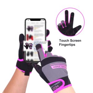 HLDD HANDLANDY UltraLight Safety Work Gloves, Women Utility Work Gloves, MultiFunctional Mechanic Gardening Construction DIY Work Gloves with Touchscreen (Medium, Pink)