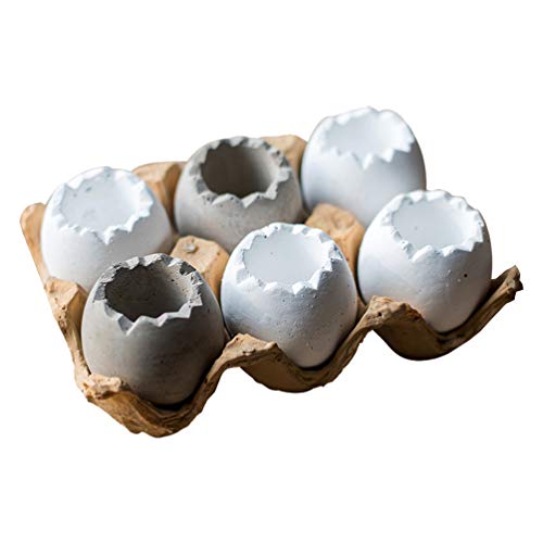 Egg Shell Succulent Flowerpot Desktop Stand Small Succulent Pots Bonsai Pots Planters for Indoor Plants Porcelain Plant Pots Flower Decor Concrete Nursery Earth Tones Office