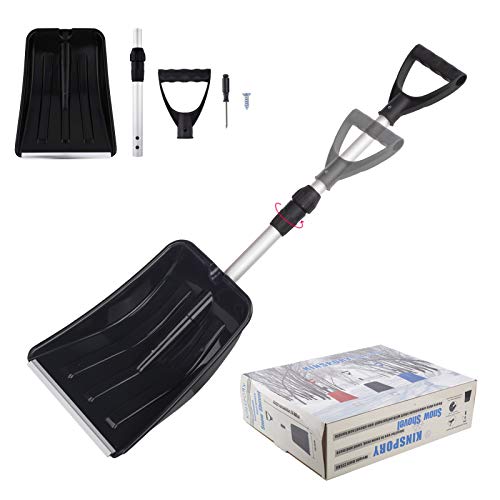 Emergency Snow Shovel, KINSPORY Portable Extendable Handle Aluminum Shaft for Car Snow Removal, Garbage Wipe Out, Shovel Soil