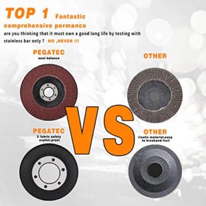 PEGATEC 40 Grit Flap Discs 4 1/2 inch Flap Wheel Type 29 Flap Sanding Disc with 7/8 Arbor Aluminum Oxide Abrasives for Grinding, Blending, Sanding and Finishing - 10 Packs