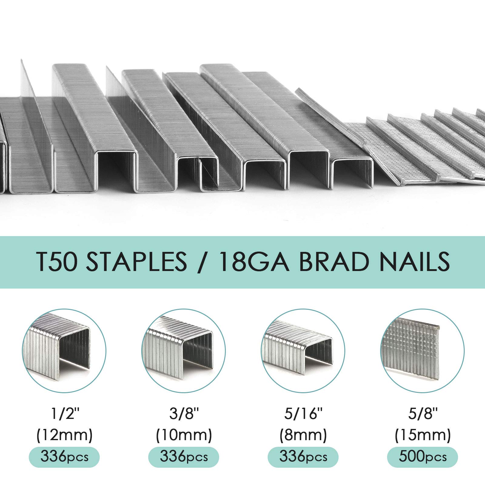 NEU MASTER NBS1850 Premium Quality Standard T50 Staples and 18GA Brad Nails for N6013/NTC0060/NTC0070, 1508-Count