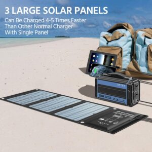 Solar Charger 30W Solar Panel QC3.0 USB and 1DC(18V1.66A) Ports Foldable Panel Has High Conversion Rate Portable Solar Phone Charger Compatible with USB Devices and DC Devices(Black)