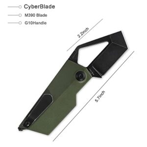 Kizer Cyber Blade Green G-10 Handle, M390 blade, Modern EDC Pocket Knife V2563A1