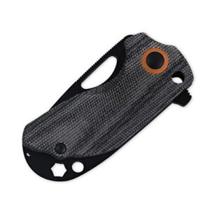 Kizer Catshark Non-Locking Folding Knives 1.95 Inch Blade, Pry Bar, Fire Starter Rod and Deep Carry Clip -V2561 (Black Titanium/Micarta Handle+N690 Blade)