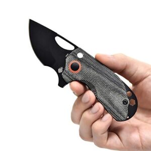 Kizer Catshark Non-Locking Folding Knives 1.95 Inch Blade, Pry Bar, Fire Starter Rod and Deep Carry Clip -V2561 (Black Titanium/Micarta Handle+N690 Blade)