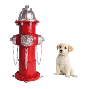 choies dog fire hydrant statue with 4 stake,puppy pee post training statue,outdoor large fire hydrant statue garden patio ornament decorations 14.5 inch tall