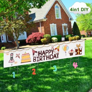 Blank Yard Lawn Signs, 4 Pack 18 x 12 Inches White Plastic For Happy Birthday,Garage Sale, Rent, Guidepost Decorations, Blank Lawn Signs With Stakes