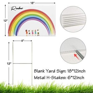 Blank Yard Signs With Stakes, 2 Pack 18 x 12 Inches White Plastic Yard Lawn Sign For Happy Birthday,Garage Sale Signs, Rent, Guidepost Decorations, Blank Lawn Signs With Stakes