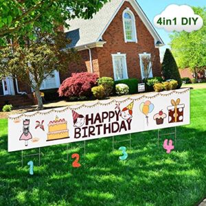 Blank Yard Signs With Stakes, 2 Pack 18 x 12 Inches White Plastic Yard Lawn Sign For Happy Birthday,Garage Sale Signs, Rent, Guidepost Decorations, Blank Lawn Signs With Stakes