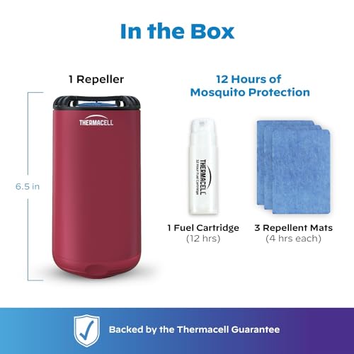 Thermacell Mosquito Repeller Patio Shield; Includes 12-Hour Refill; 15 Foot Zone of Protection; Highly Effective Mosquito Repellent for Patio; Bug Spray Alternative; Scent Free