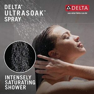 DELTA FAUCET 52160-BL25 Delta H2Oknietic Single Setting UltraSoak Shower Head, 2.5 GPM Water Flow, Matte Black