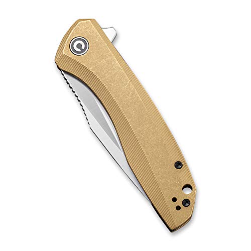 CIVIVI Baklash Flipper Pocket Knife Stonewashed Brass Handle (3.5'' 154CM) C801J