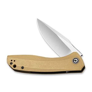 CIVIVI Baklash Flipper Pocket Knife Stonewashed Brass Handle (3.5'' 154CM) C801J