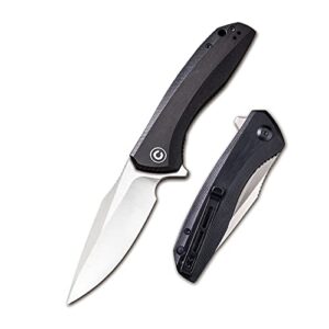civivi baklash flipper pocket knife black ebony wood handle (3.5'' satin 9cr18mov) c801e