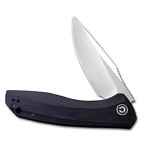 CIVIVI Baklash Flipper Pocket Knife Black Ebony Wood Handle (3.5'' Satin 9Cr18MoV) C801E