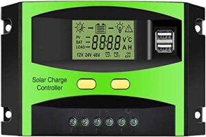 carbest 30a solar charger controller, 12v/24v solar panel intelligent regulator with dual usb port and lcd display (upgraded)