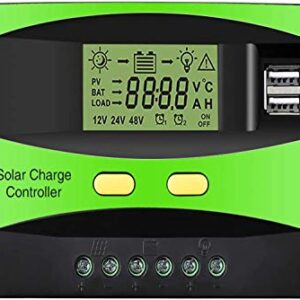 CarBest 30A Solar Charger Controller, 12V/24V Solar Panel Intelligent Regulator with Dual USB Port and LCD Display (Upgraded)