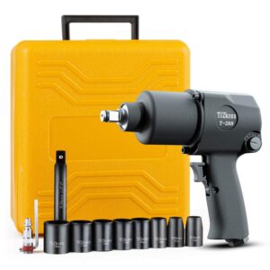 TUZkozs T-288 1/2" Air Impact Wrench Kit [ mm Size Sockets ] Heavy Duty Twin Hammer Half Inch Impact Gun 5-Speed pistola de impacto