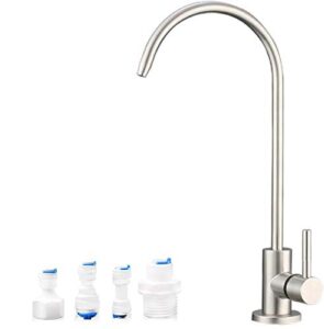 wanjinli drinking water faucet, lead-free kitchen water filter faucet fits reverse osmosis and water filtration systems in non-air gap, sus304 stainless steel brushed nickel finish