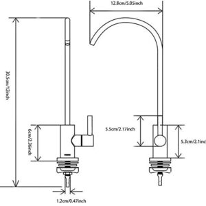 WANJINLI Drinking Water Faucet, Lead-Free Kitchen Water Filter Faucet Fits Reverse Osmosis and Water Filtration Systems in Non-Air Gap, SUS304 Stainless Steel Brushed Nickel Finish