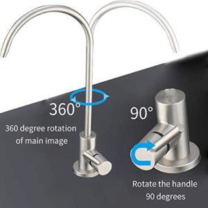 WANJINLI Drinking Water Faucet, Lead-Free Kitchen Water Filter Faucet Fits Reverse Osmosis and Water Filtration Systems in Non-Air Gap, SUS304 Stainless Steel Brushed Nickel Finish