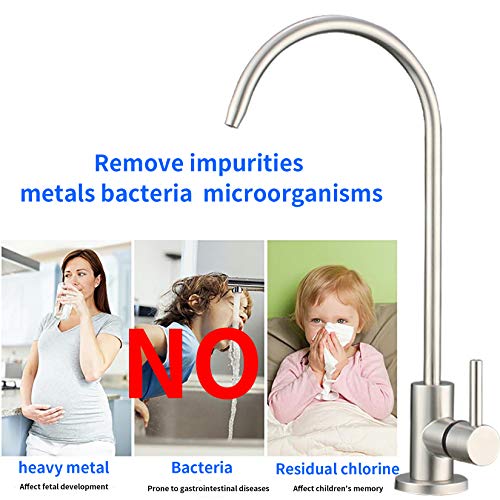 WANJINLI Drinking Water Faucet, Lead-Free Kitchen Water Filter Faucet Fits Reverse Osmosis and Water Filtration Systems in Non-Air Gap, SUS304 Stainless Steel Brushed Nickel Finish