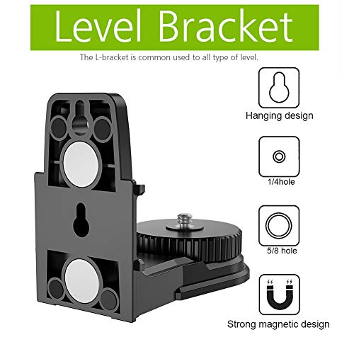 L-shape Laser Level Adapter, Multifunctional Magnetic Pivoting Base, 360 Degree Adjustable, Support with 1/4" and 5/8" thread