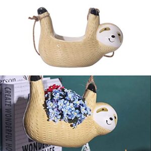 YHNJI Ceramic Sloth Hanging Planter Set of 2 Cute Flower Pot Planter Holder Adorable Plant Pots Hanging Bonsai Planter for Succulent Plants Home Decor