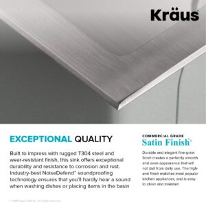 KRAUS 33 x 22 inch Drop-In Top Mount Standart PRO Single Bowl 2-Hole Stainless Steel Kitchen Sink Set (5 Item Bundle: Sink, Bottom Grid, Drain Assembly, Drain Cap, Kitchen Towel), KHT410-33