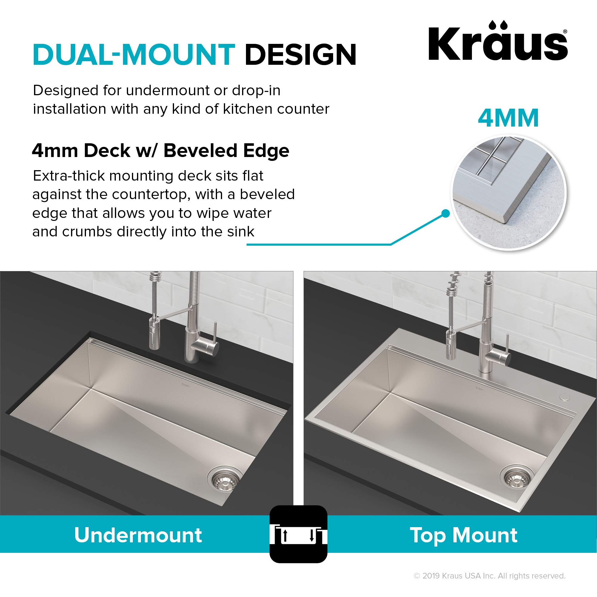 KRAUS 33 x 22 inch Drop-In Top Mount Standart PRO Single Bowl 2-Hole Stainless Steel Kitchen Sink Set (5 Item Bundle: Sink, Bottom Grid, Drain Assembly, Drain Cap, Kitchen Towel), KHT410-33